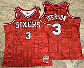 Men's Philadelphia 76ers #3 Allen Iverson Red Snakeskin Hardwood AU Throwback Jersey Mixiu,baseball caps,new era cap wholesale,wholesale hats